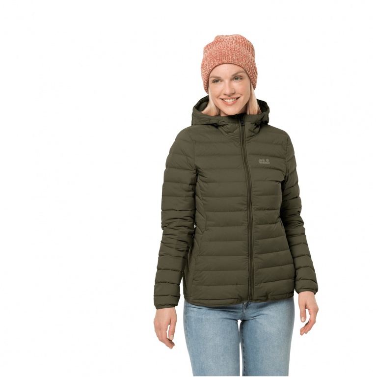 Jack Wolfskin Winter-Daunenjacke Glowing Mountain Jacket (winddicht, warm, PFC-frei) bonseigrün Damen